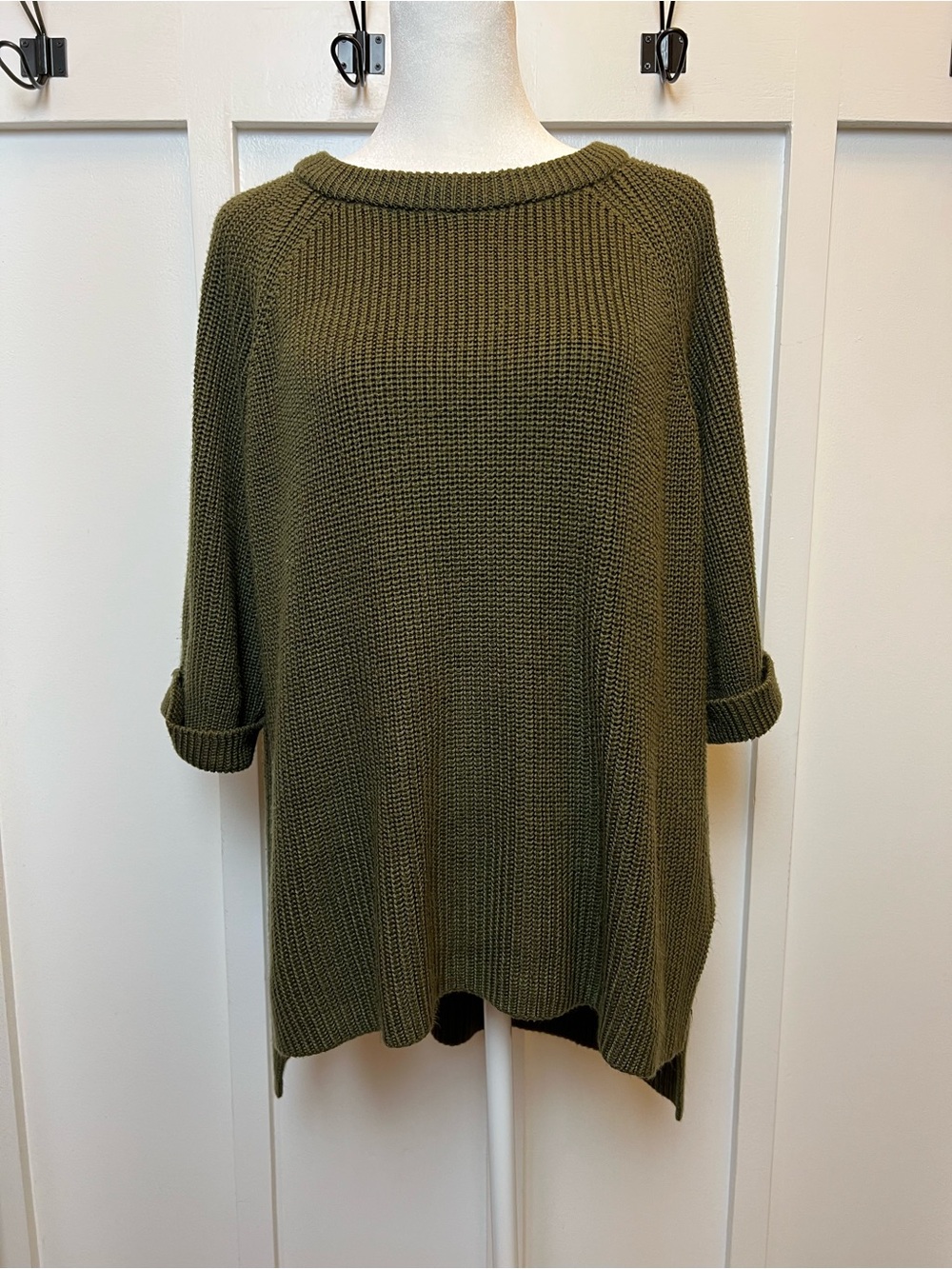 Mote Womens Size Small Oversized Chunky Green Tunic Sweater Knit Preppy Academia